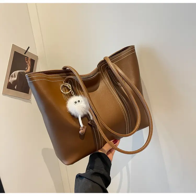Brown Leather Tote Bag with Handle for Women — feature 22