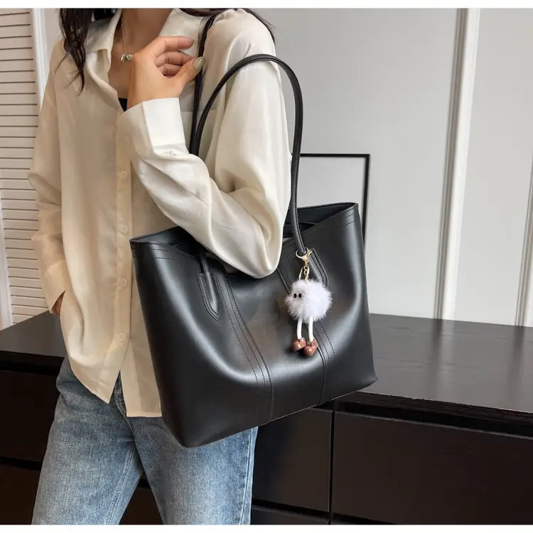 Brown Leather Tote Bag with Handle for Women — feature 30