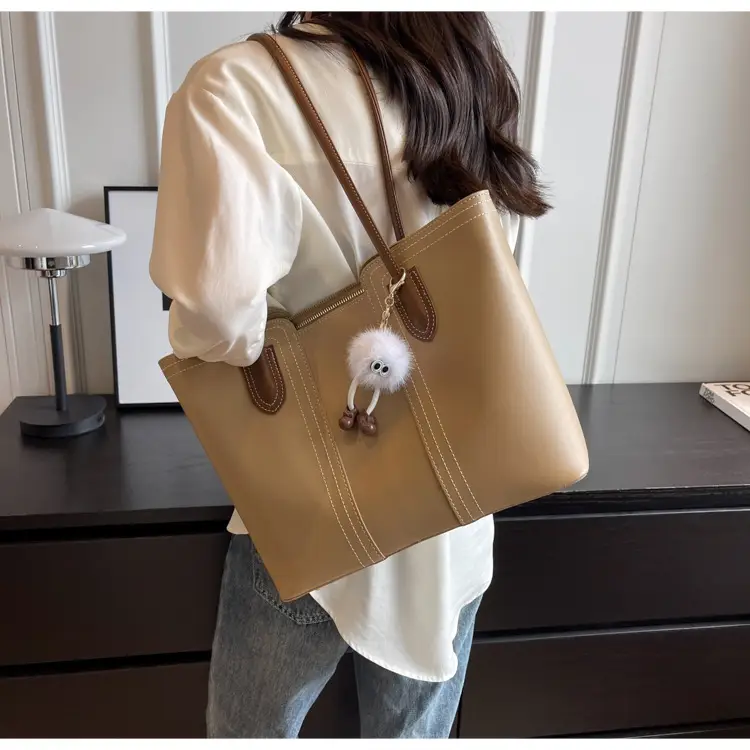 Brown Leather Tote Bag with Handle for Women — feature 32