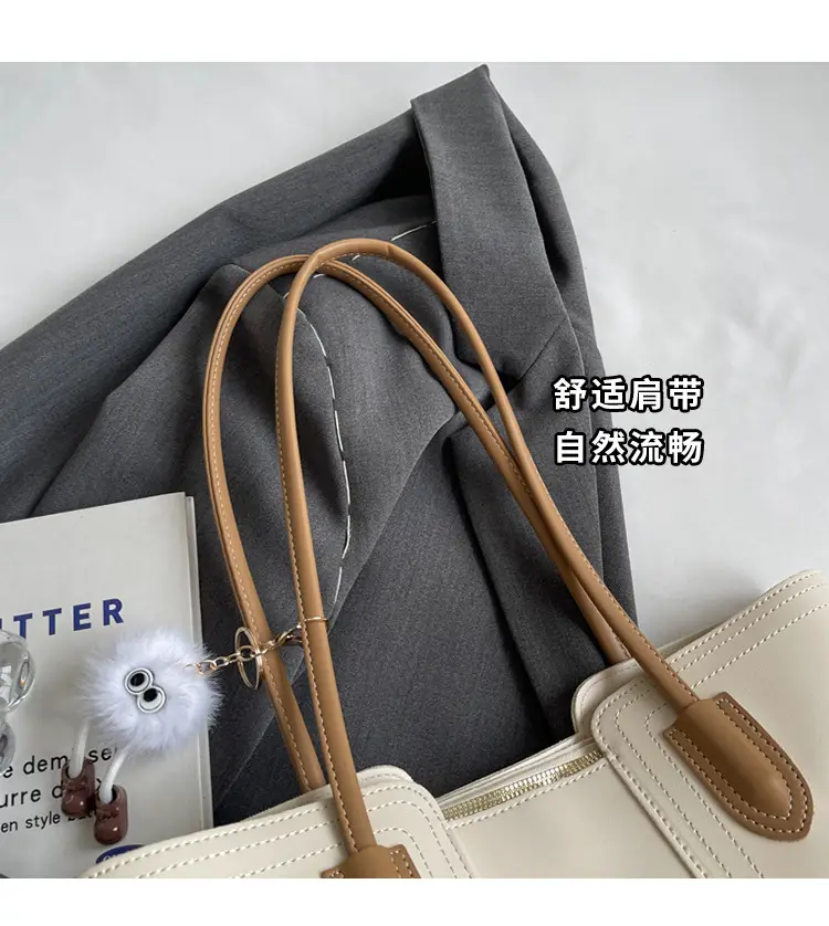 Brown Leather Tote Bag with Handle for Women — feature 4