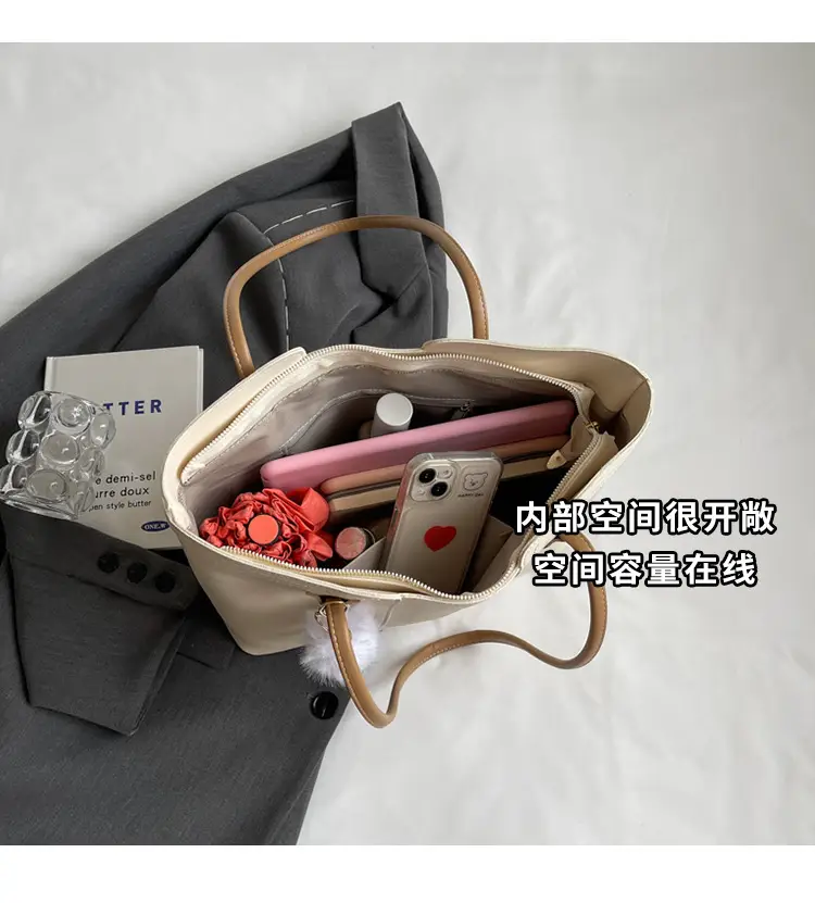 Brown Leather Tote Bag with Handle for Women — feature 9