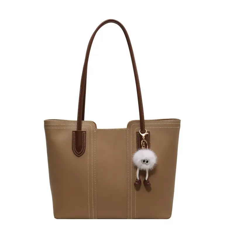 Brown Leather Tote Bag with Handle for Women