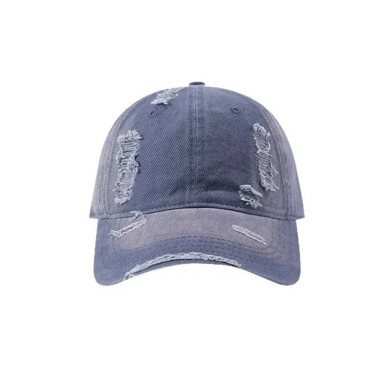 Pea Pihat Distressed Ripped Sunscreen Cap Men Women Washed Denim - Image 9