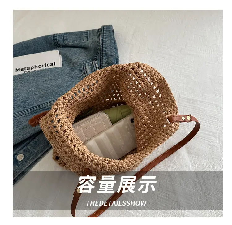 Women Woven Straw Shoulder Bag Large Capacity 2025 — feature 5