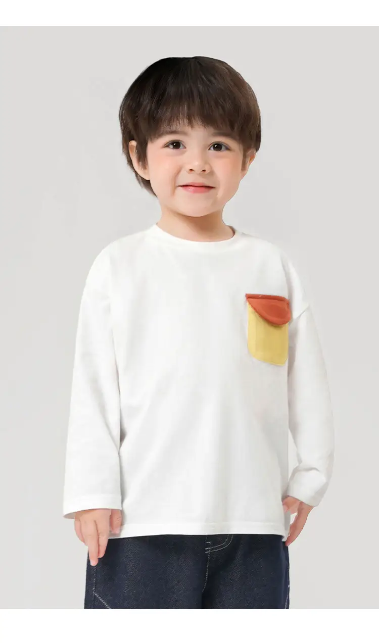 Boys' White Cotton Long Sleeve T-Shirt with "Happy Day" Print — feature 3