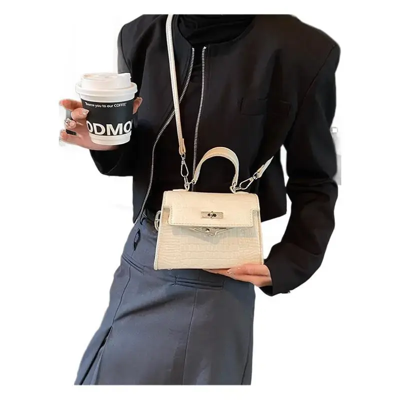 Women's White Croc Leather Crossbody Bag 2025 - Image 9