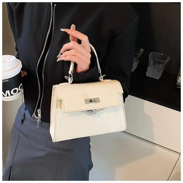 Women's White Croc Leather Crossbody Bag 2025 - Image 2