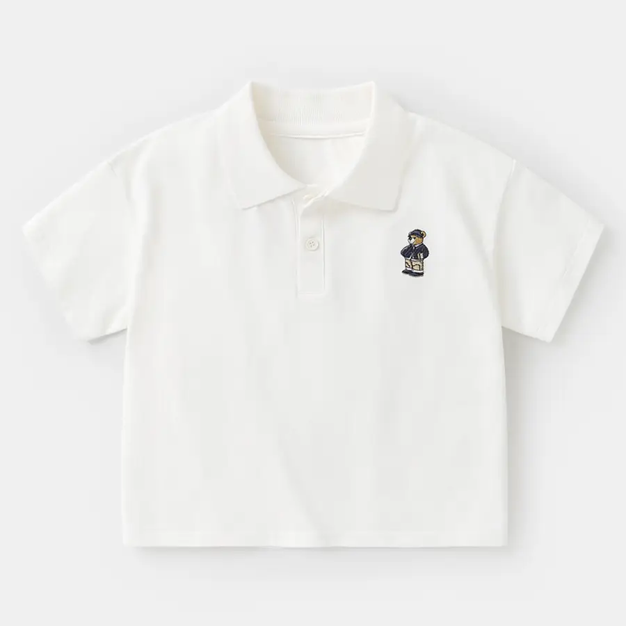 White Boys Polo Shirt Short Sleeve Summer Wear