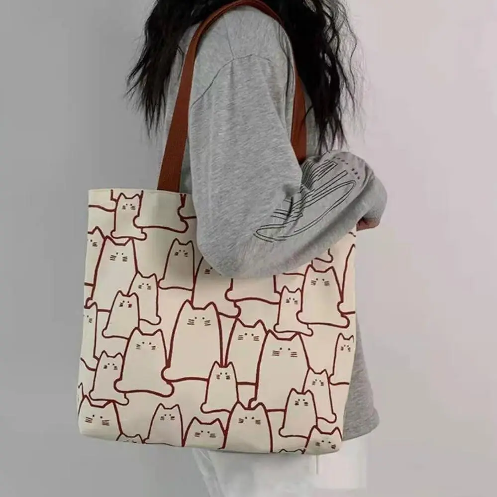 Korean Style Rabbit Knit Shoulder Bag Canvas Large Capacity — feature 2