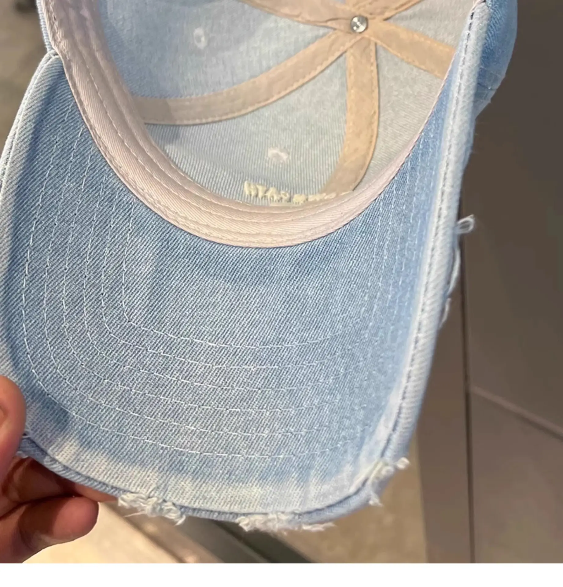 Women Denim Baseball Cap Wide Brim 21 White — feature 12