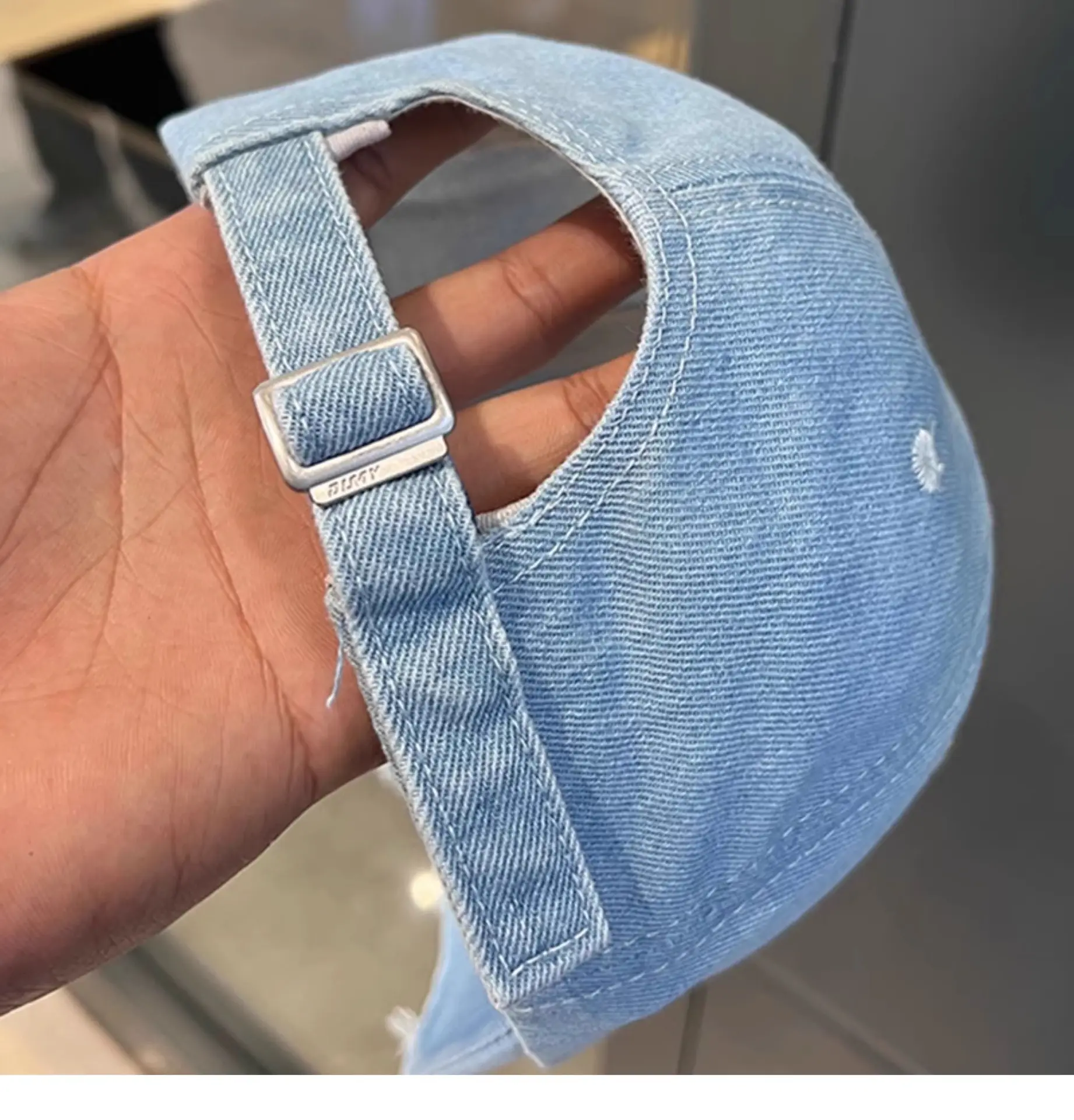 Women Denim Baseball Cap Wide Brim 21 White — feature 13