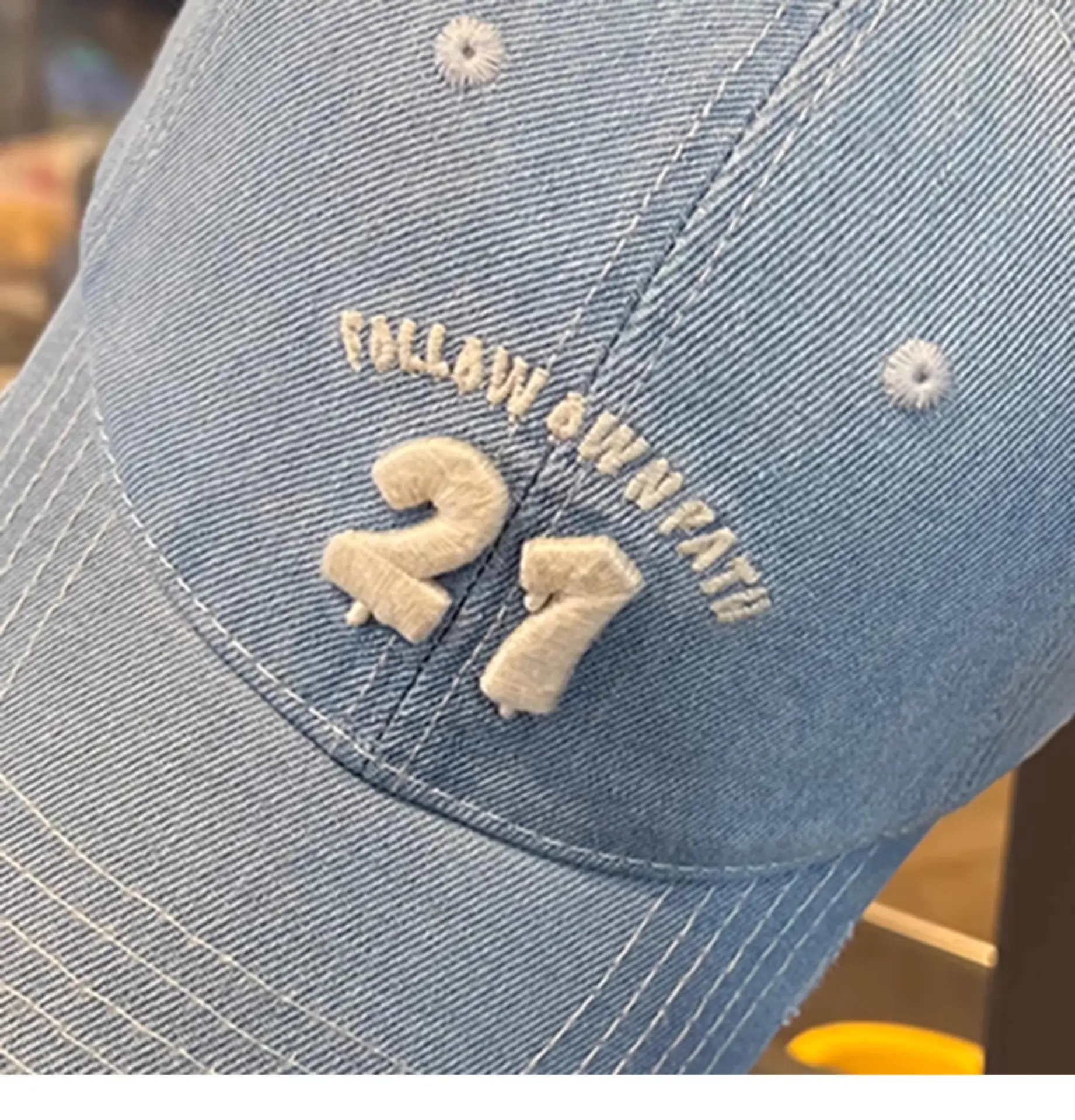 Women Denim Baseball Cap Wide Brim 21 White — feature 14