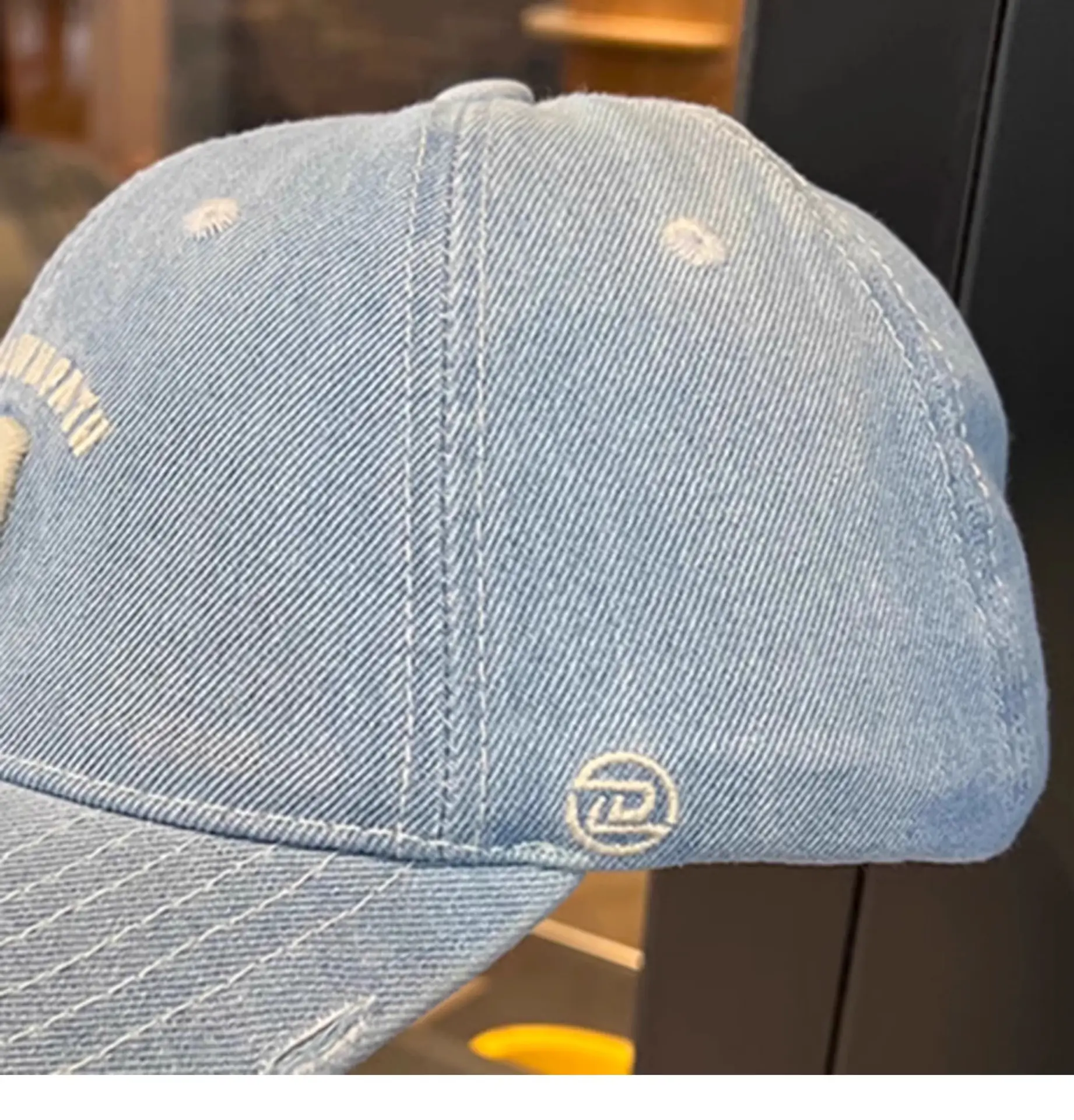 Women Denim Baseball Cap Wide Brim 21 White — feature 15
