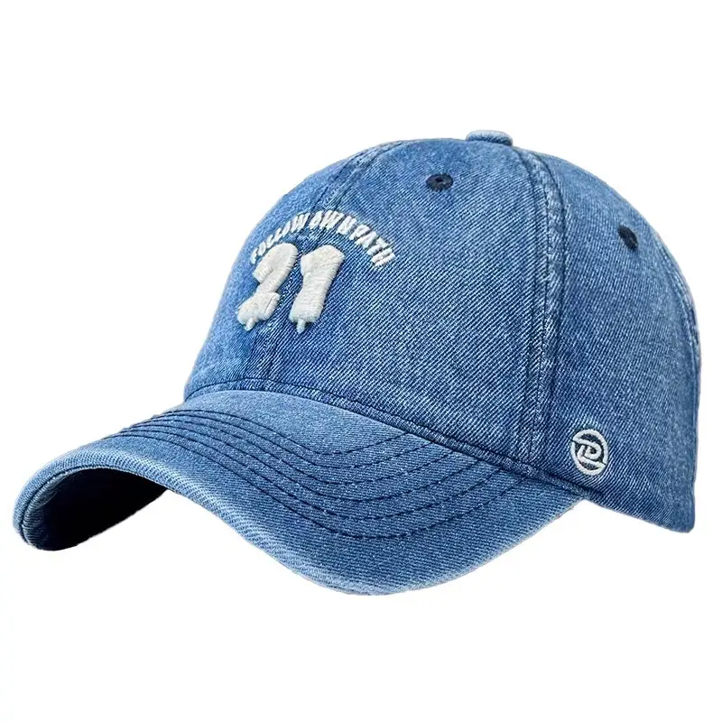 Women Denim Baseball Cap Wide Brim 21 White — feature 21