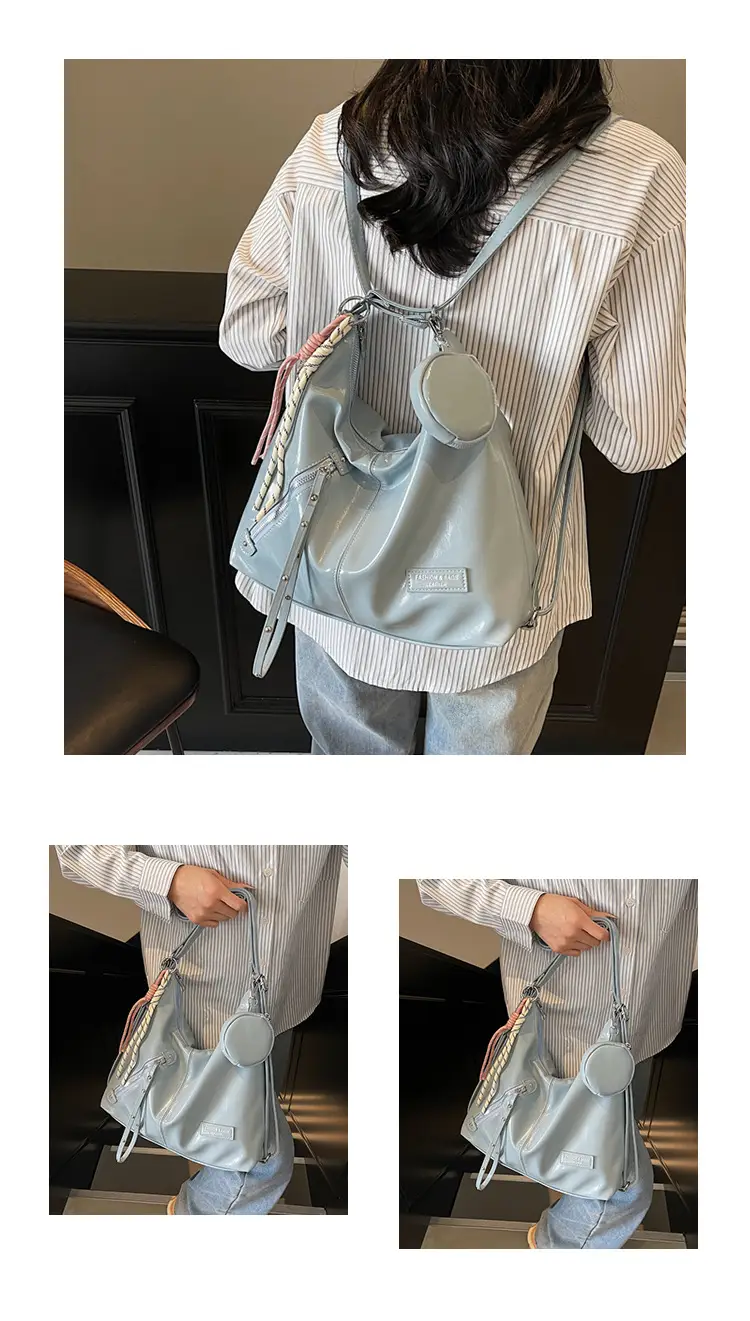 Women's Cream Leather Shoulder Tote Bag Large Capacity — feature 14