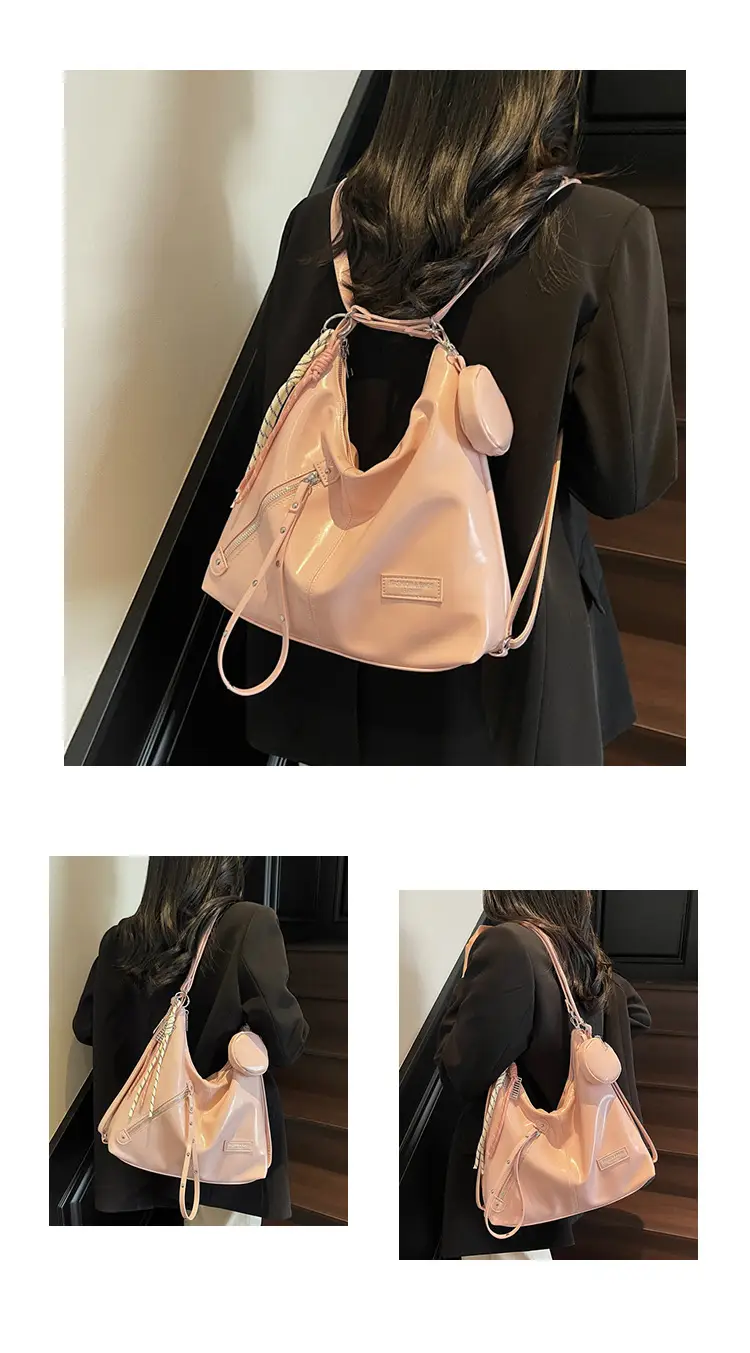 Women's Cream Leather Shoulder Tote Bag Large Capacity — feature 15