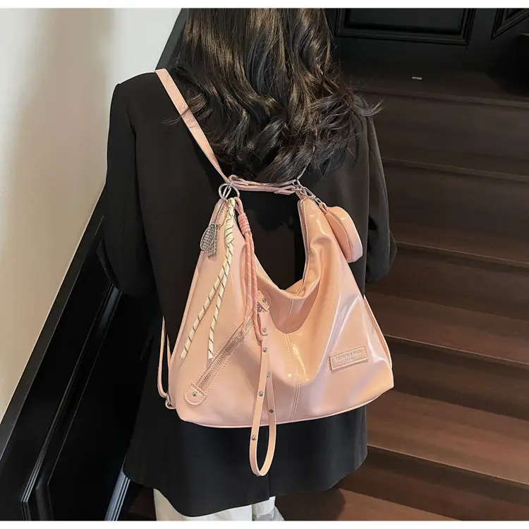 Women's Cream Leather Shoulder Tote Bag Large Capacity — feature 31