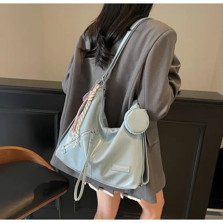 Women's Cream Leather Shoulder Tote Bag Large Capacity — feature 38