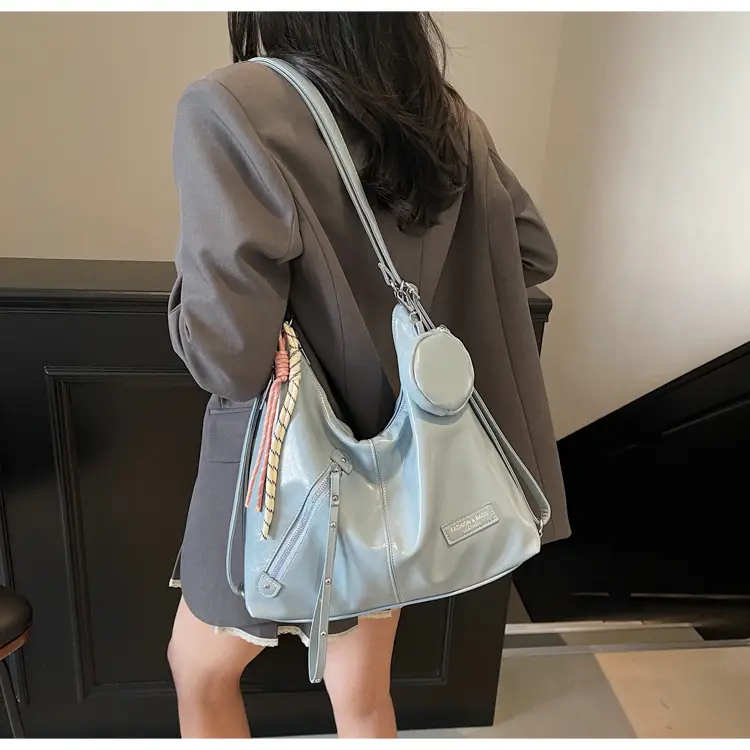 Women's Cream Leather Shoulder Tote Bag Large Capacity — feature 39