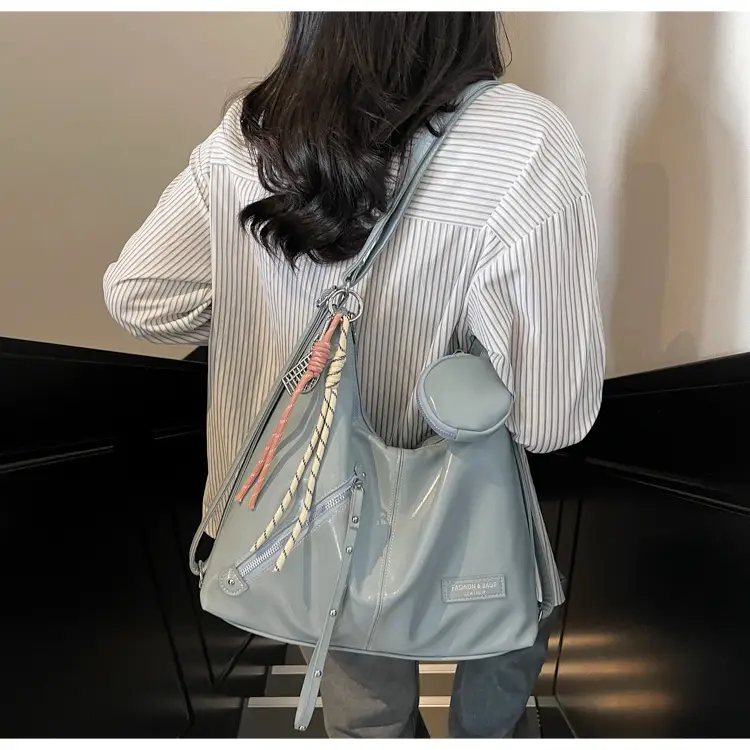 Women's Cream Leather Shoulder Tote Bag Large Capacity — feature 43