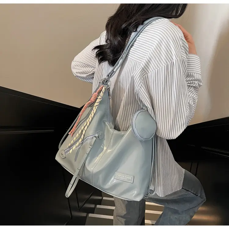 Women's Cream Leather Shoulder Tote Bag Large Capacity — feature 44