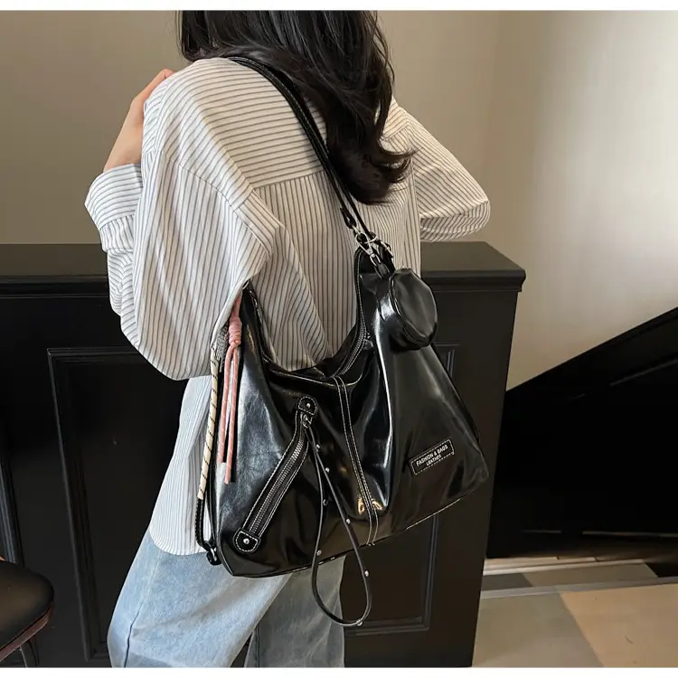 Women's Cream Leather Shoulder Tote Bag Large Capacity — feature 50