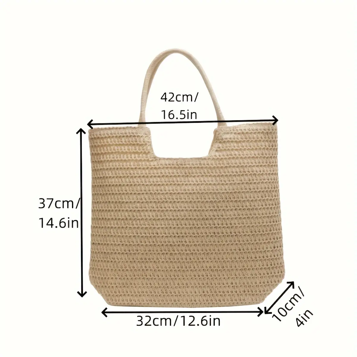 Women's Hand-Woven Straw Shoulder Tote Bag Large Capacity - Image 6