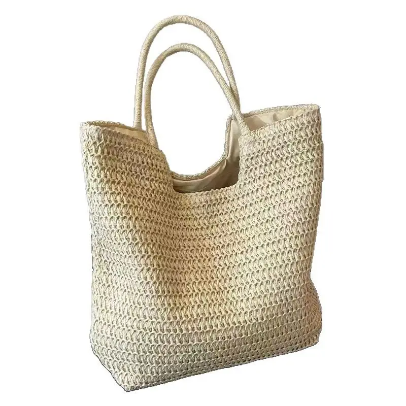 Women's Hand-Woven Straw Shoulder Tote Bag Large Capacity - Image 7
