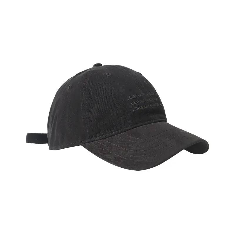 Women Black Washed Baseball Cap with Widened Bristle - Image 8