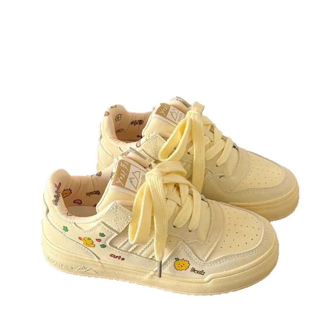Academy Style Cute Printed Yellow Shoes Women's 2025 Spring New Ins Niche All-match Casual Board Shoes Bread Shoes - Image 6
