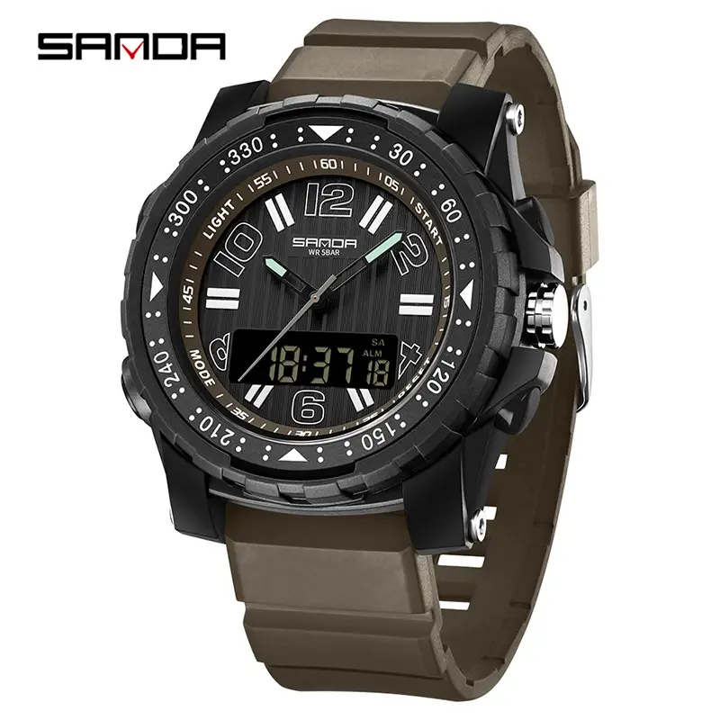 Sanda Waterproof Chronograph Watch for Men Blue Silicone - Image 2
