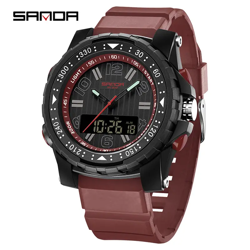 Sanda Waterproof Chronograph Watch for Men Blue Silicone - Image 3