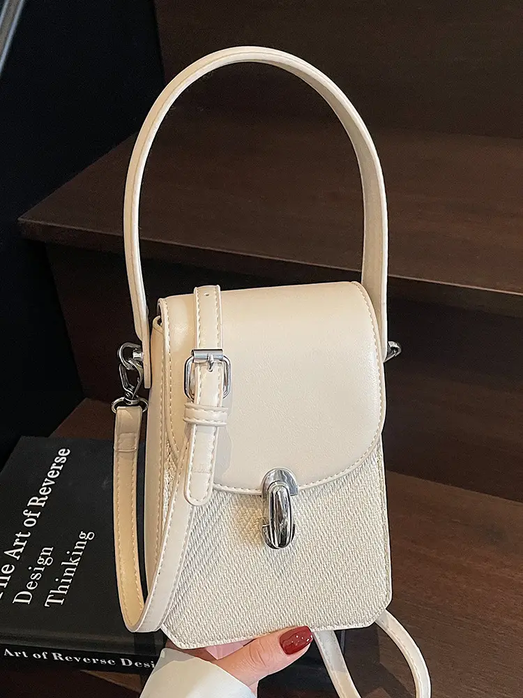 Beige French Style Shoulder Messenger Bag for Women - Image 5