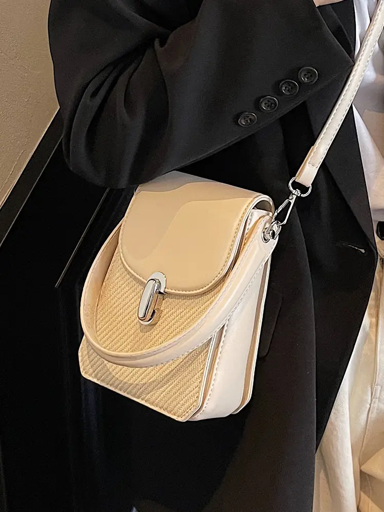 Beige French Style Shoulder Messenger Bag for Women - Image 8