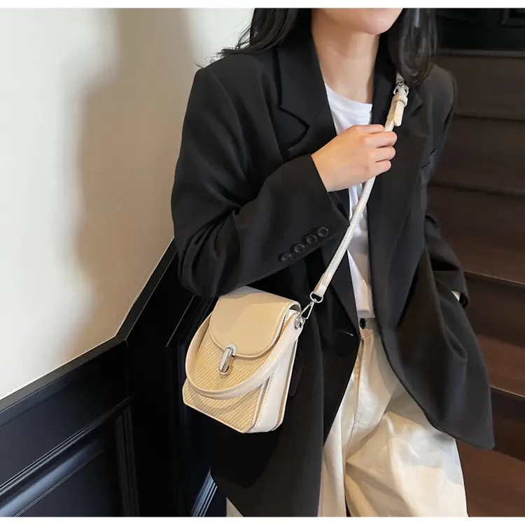 Beige French Style Shoulder Messenger Bag for Women — feature 28