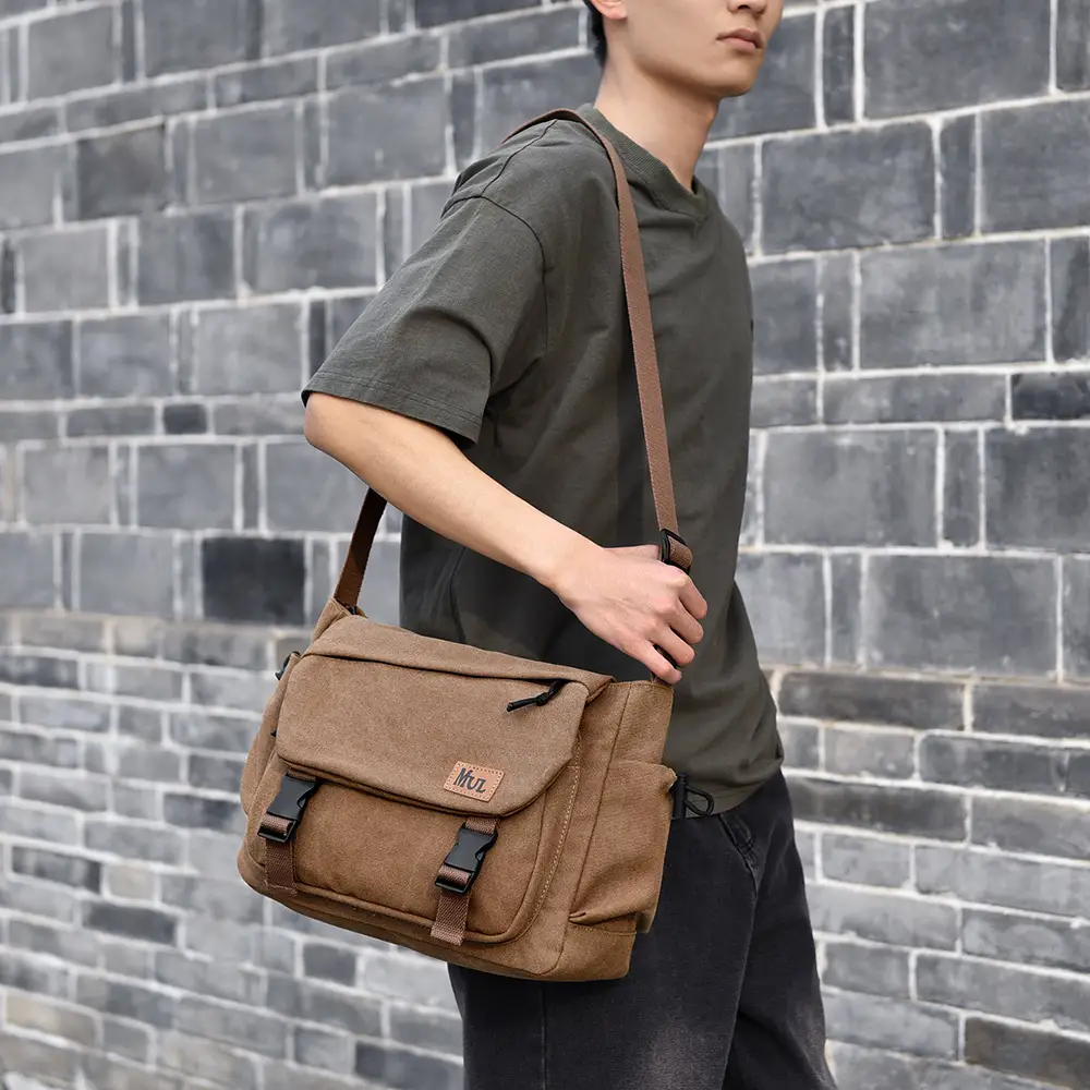 Men's Canvas Crossbody Bag Large Multi-Compartment Business Commuter - Image 8