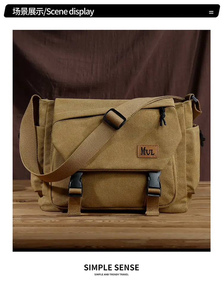 Men's Canvas Crossbody Bag Large Multi-Compartment Business Commuter — feature 14