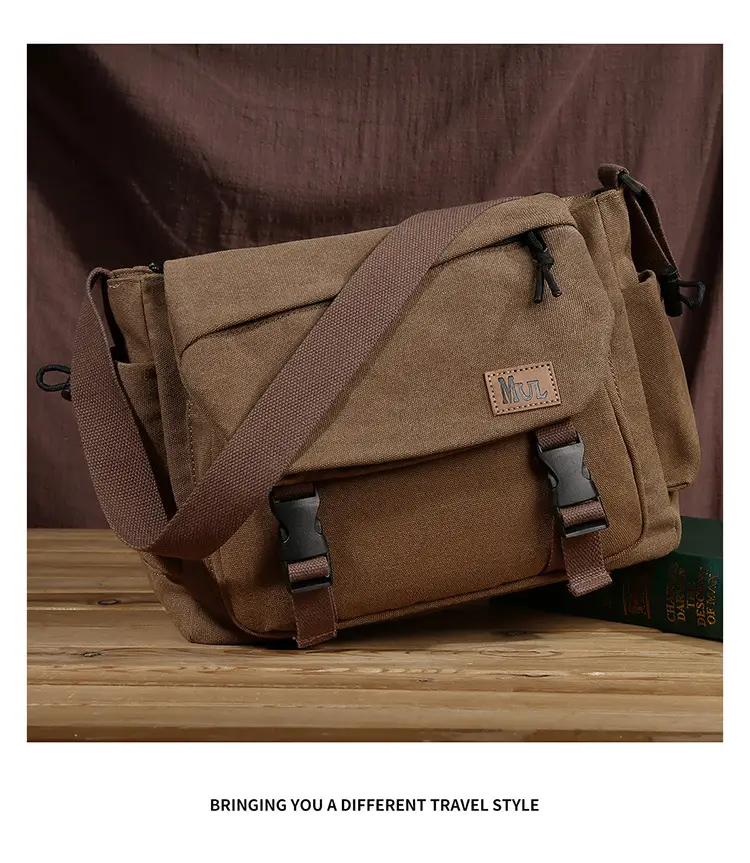 Men's Canvas Crossbody Bag Large Multi-Compartment Business Commuter — feature 15