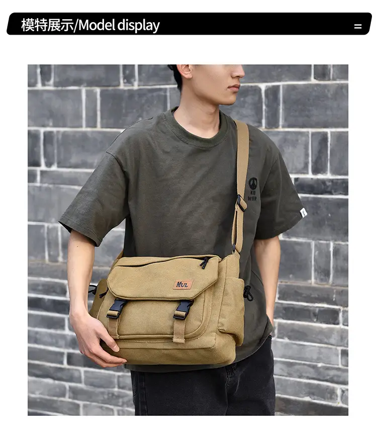 Men's Canvas Crossbody Bag Large Multi-Compartment Business Commuter — feature 18