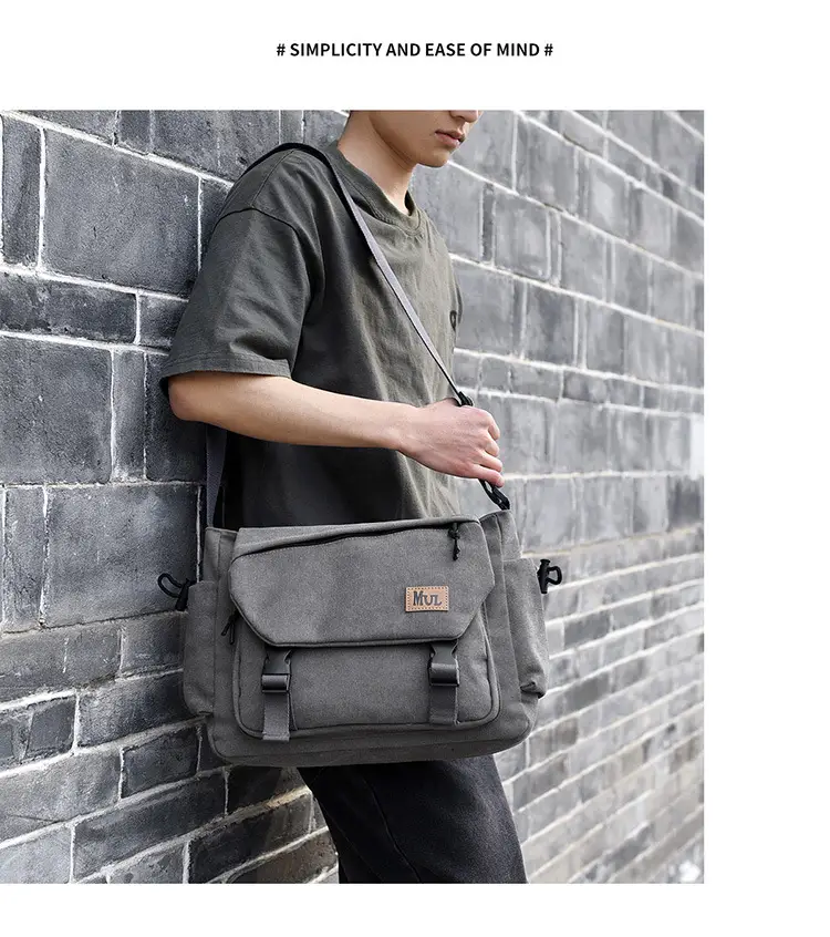 Men's Canvas Crossbody Bag Large Multi-Compartment Business Commuter — feature 19