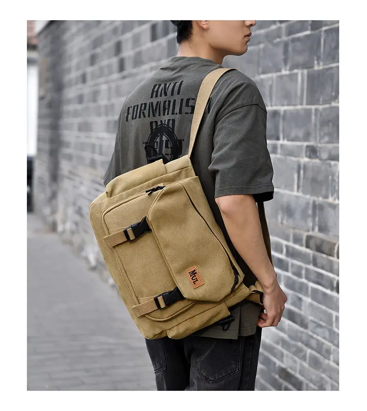 Men's Canvas Crossbody Bag Large Multi-Compartment Business Commuter — feature 21