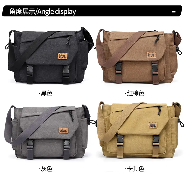 Men's Canvas Crossbody Bag Large Multi-Compartment Business Commuter — feature 22