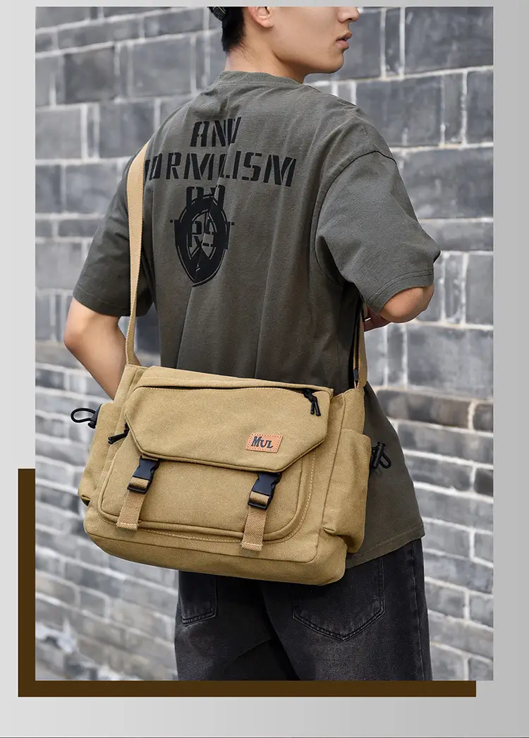 Men's Canvas Crossbody Bag Large Multi-Compartment Business Commuter — feature 3