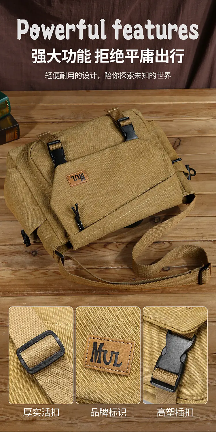 Men's Canvas Crossbody Bag Large Multi-Compartment Business Commuter — feature 4