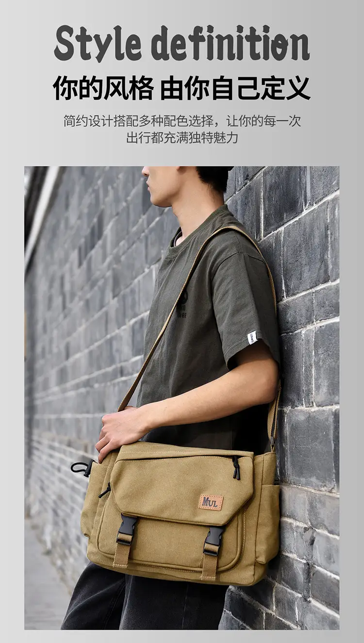 Men's Canvas Crossbody Bag Large Multi-Compartment Business Commuter — feature 5