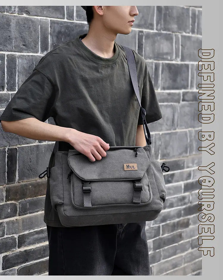 Men's Canvas Crossbody Bag Large Multi-Compartment Business Commuter — feature 6