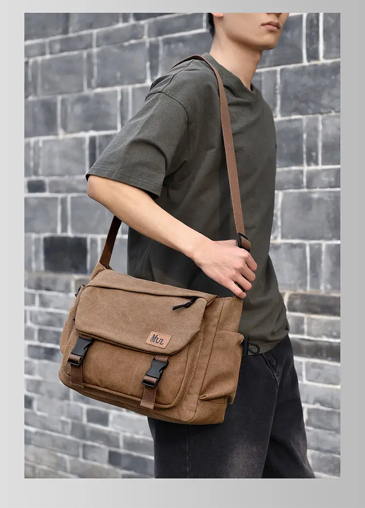 Men's Canvas Crossbody Bag Large Multi-Compartment Business Commuter — feature 7
