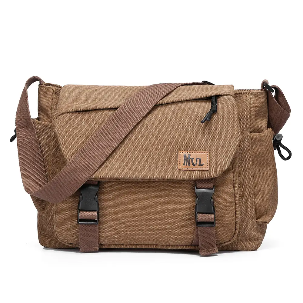 Men's Canvas Crossbody Bag Large Multi-Compartment Business Commuter - Image 2