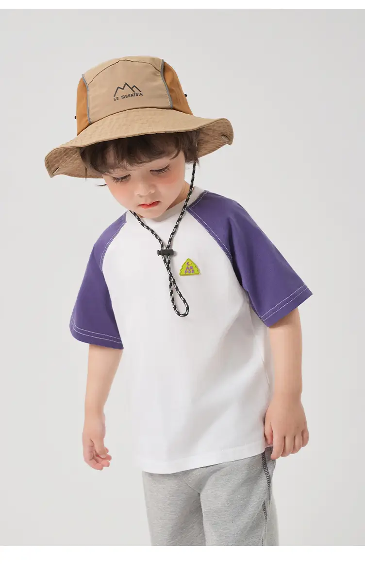 Right European Boy's Short Sleeve T-Shirt Summer White Green Purple — feature 19
