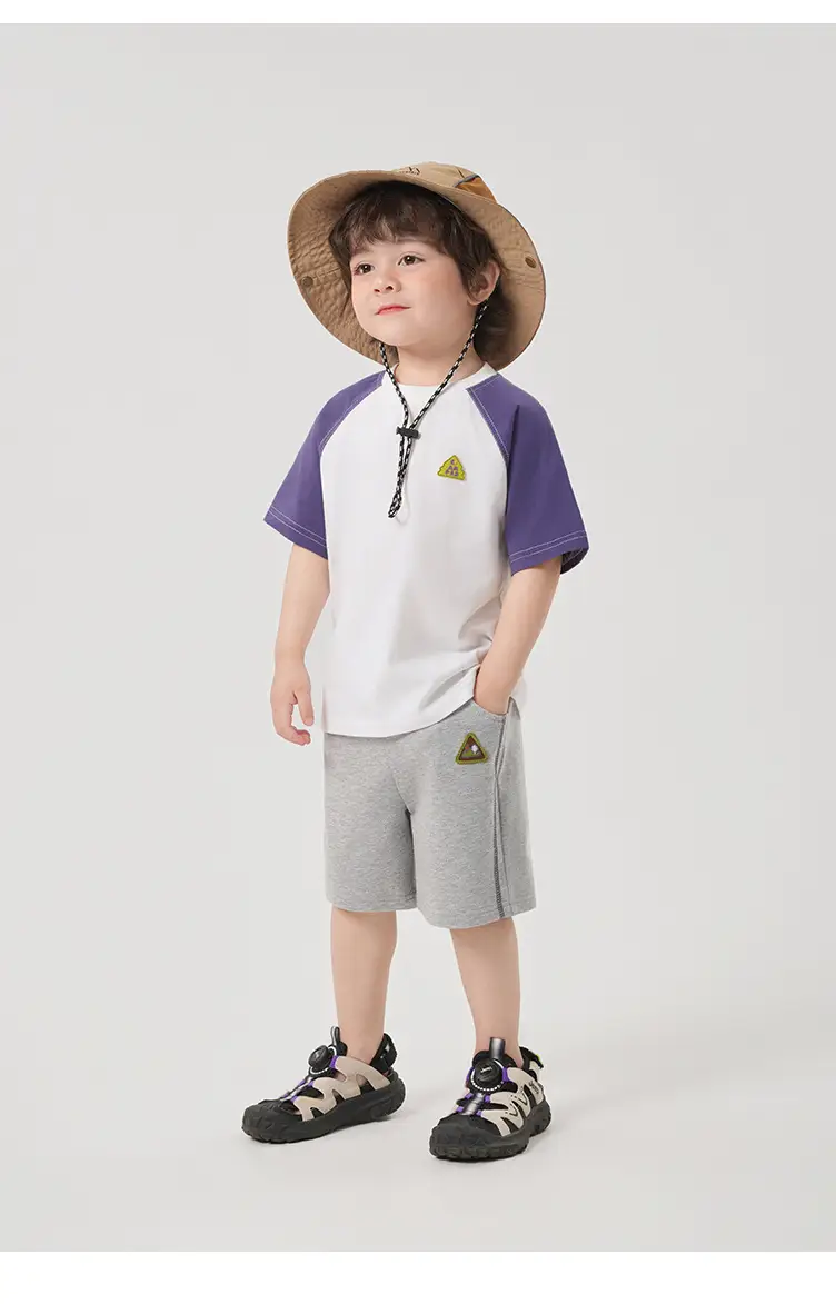 Right European Boy's Short Sleeve T-Shirt Summer White Green Purple — feature 21